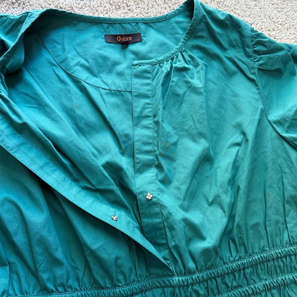 Quince Women’s 100% Organic Cotton Poplin Tiered Garden Green Maxi Dress Size L - Picture 2 of 10